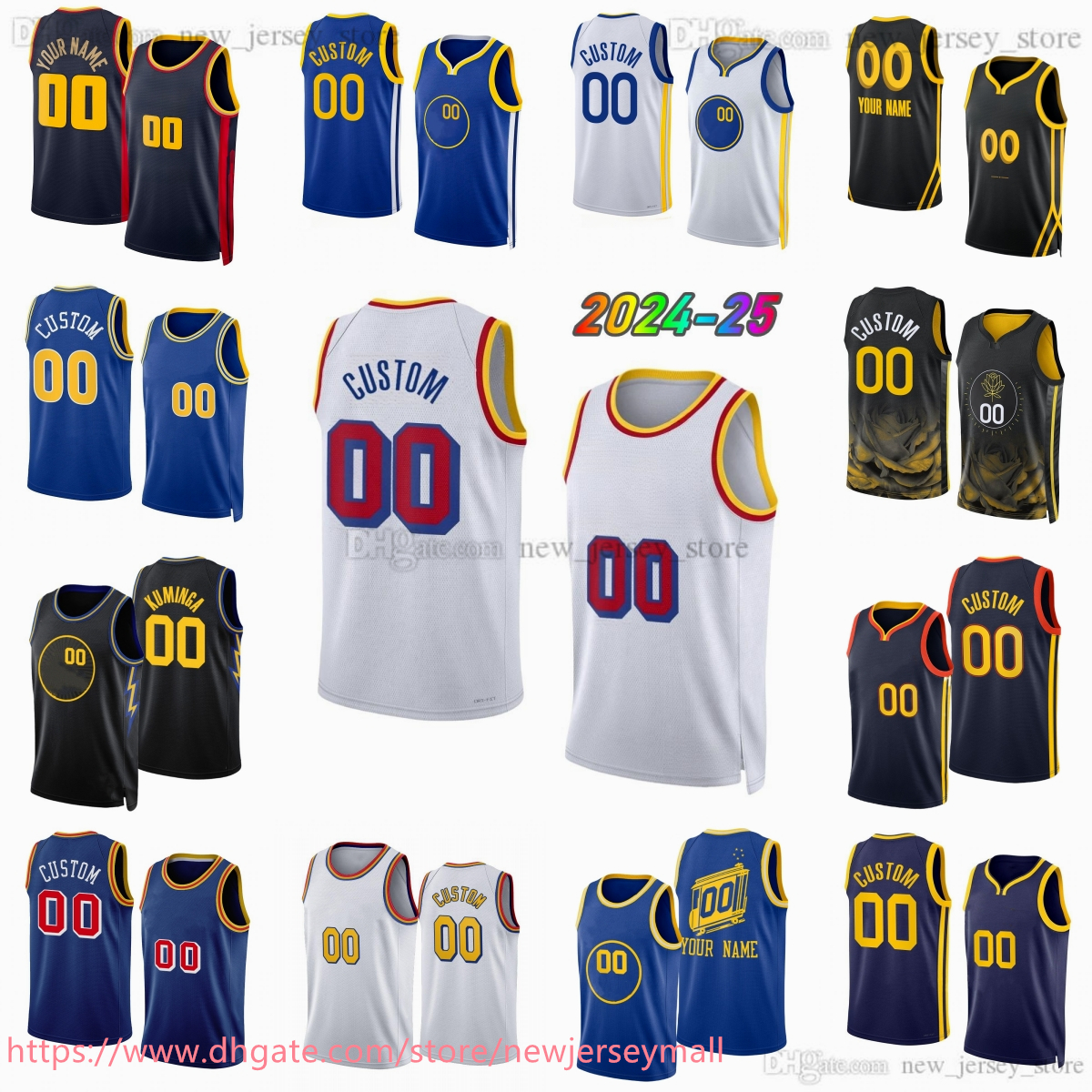 Custom 2025 New City Printed Basketball Jersey 30 Curry Butler III Draymond Green Hield Kuminga Podziemski Moody Jackson-Davis Looney Payton II Jerseys Shorts