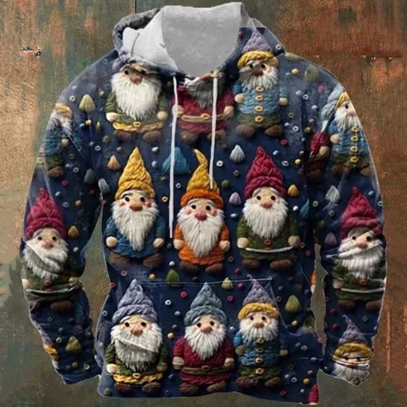 New Arrival Interesting Colorful Santa Claus 3D Printed Mens Hoodie Fashion Cartoon Y2k Christmas Gift Sweater Christmas Text Plow Z241118
