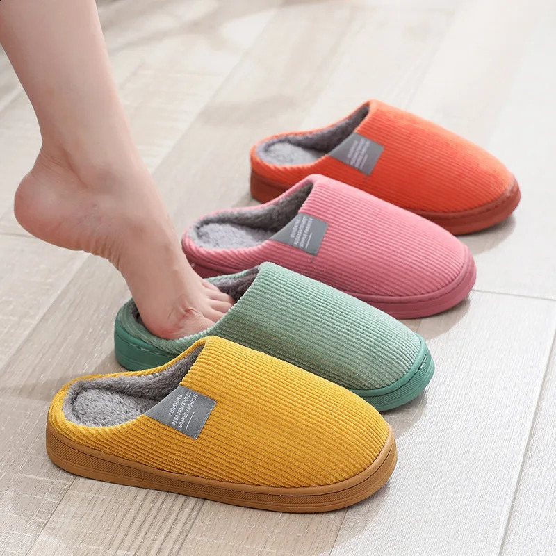 Winter Warm Fur Slippers Men Women Couples House Non Slip Soft Shoes Vintage Flat Heel Home Indoor Bedroom Plush 241214