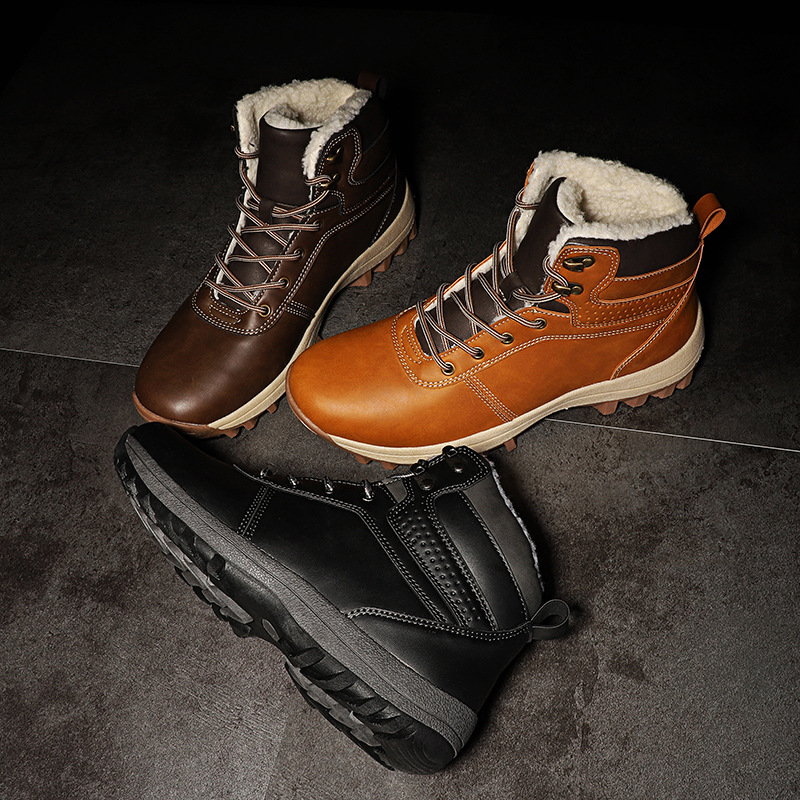 Winter hot hiking shoes with thick fleece and warm snow boots, outdoor lightweight and fashionable Martin boots