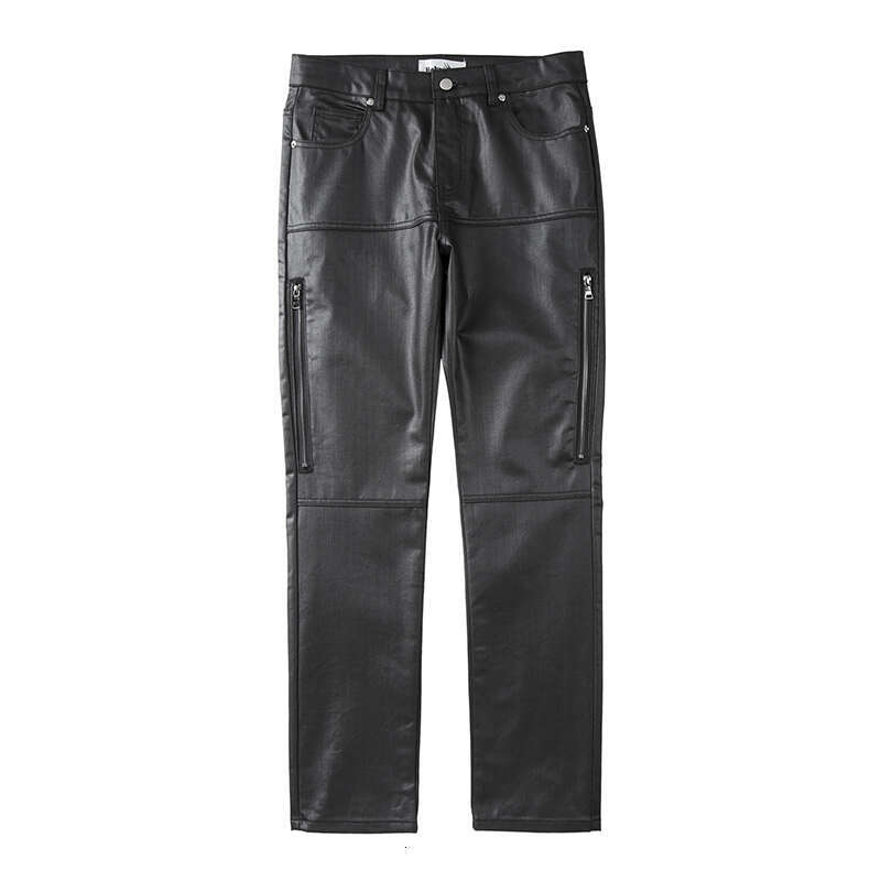 Haruku Black Jeans Men's Vibe Waxed Casual Trousers Straight Pockets Oversized Pencil Loose Hip Hop Mens Pants