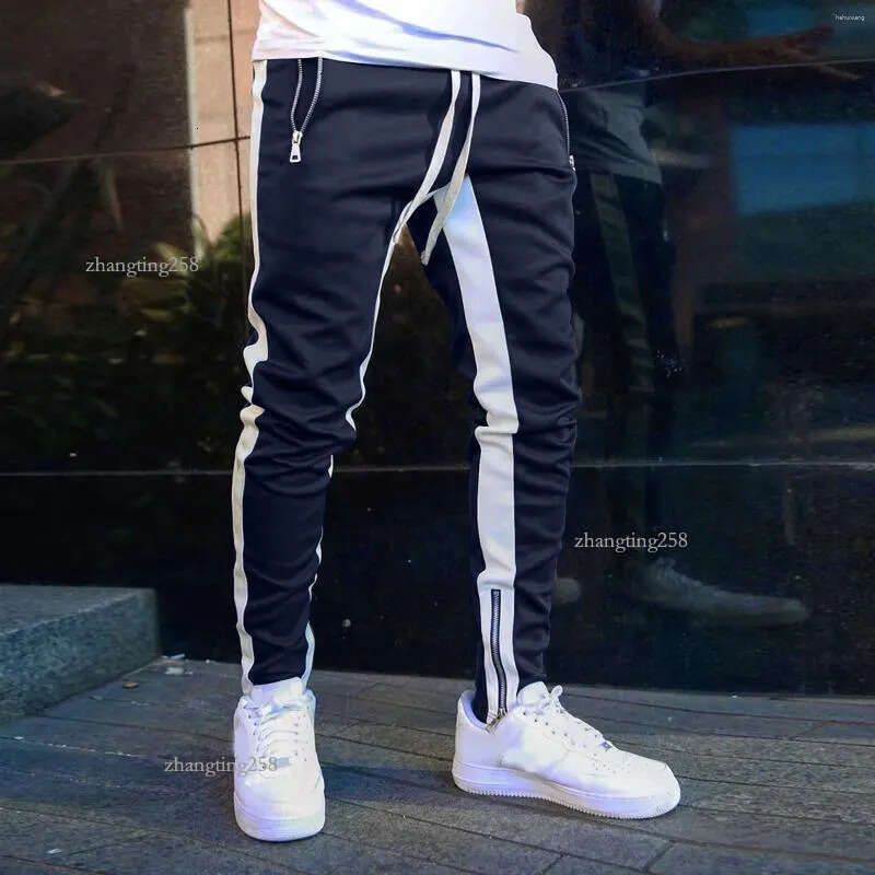 Men's Pants Men Jogger Fitness Slim Gym Long Sweatpants Contrast Colors Elastic Waist Drawstring Breathable Autumn Trousers 2024