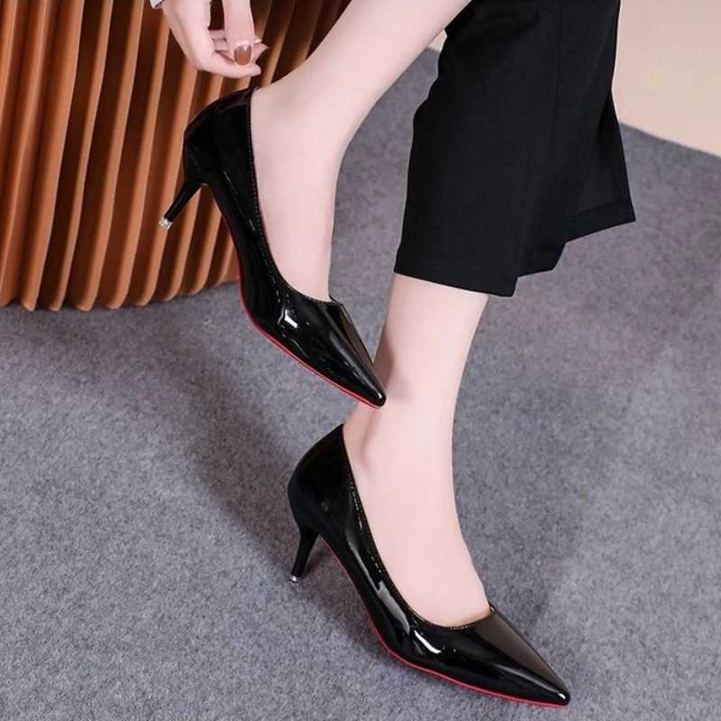 for Women Red Shiny Bottom Pumps Brand Large Size High Heel Shoes Sexy Party Pointed Toe Wedding ShoesC241014