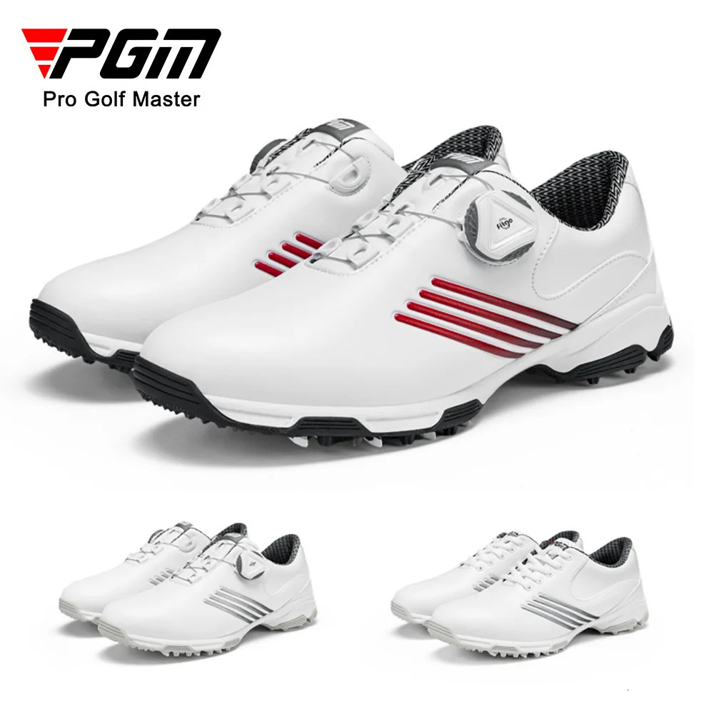 PGM Waterproof Golf Shoes Womens Lightweight Knob Buckle Shoelace Sneakers Ladies Breathable NonSlip Trainers XZ162 241118