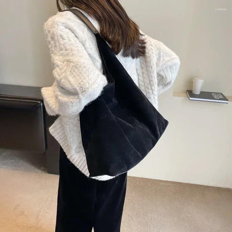 Free Shipping Totes Autumn And Winter Vintage Women's Bag Large Capacity Suede Shoulder Solid Color Simple Casual Commuter Handbag Designer Bag L