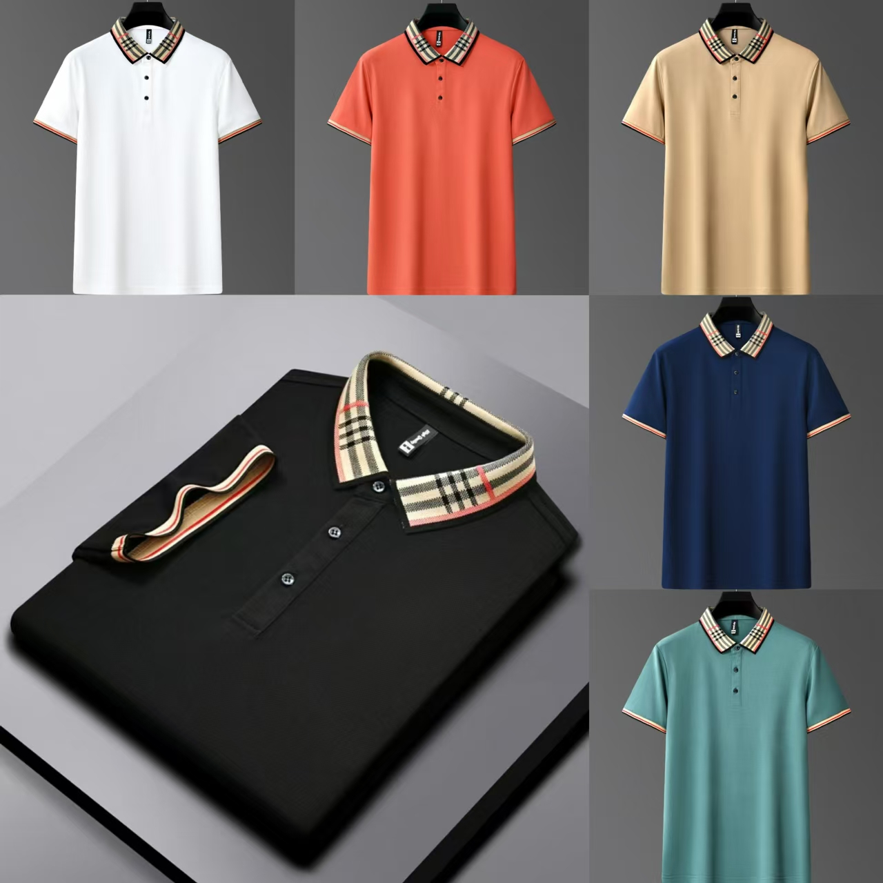 Silk cotton short sleeved T-shirt men's lapel new summer fashion business casual half sleeved polo shirt