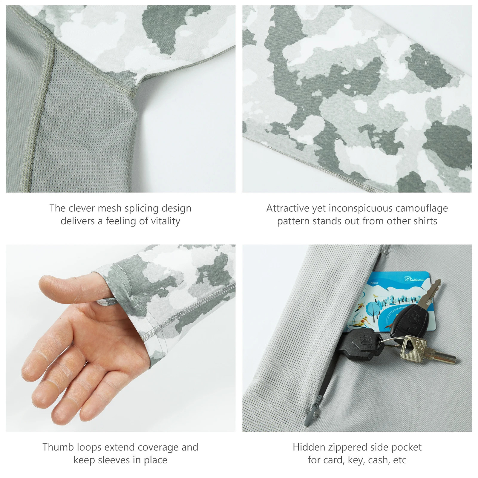 Bassdash Mens UPF 50 Performance Fishing Shirt Cooling Hoodie Camo Long Sleeve FS17M 241116