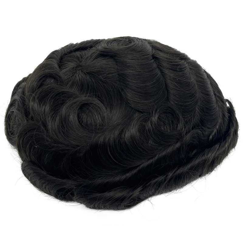 Ultra thin skin 0.06mm natural hair mens Toupee mens wig replacement system hair piece protection Caar Hbre M wig M241118