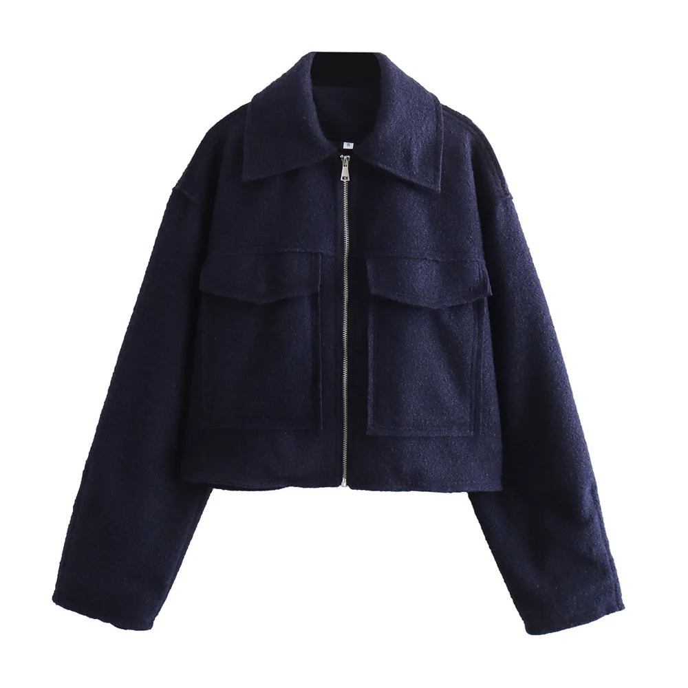 ZAR * Spring/Summer Womens European and American Style Casual Versatile Loose Beaded Leather Short Jacket Coat 240408