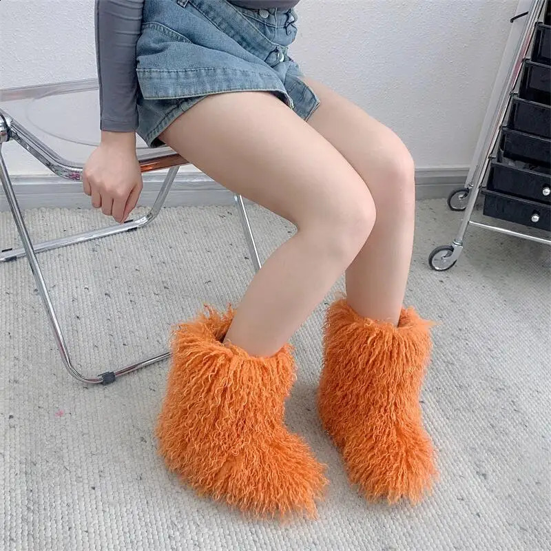 Chic Harajuku Y2k Fashion Fluffy Furry Snow Boots Women Winter Thick Warm Outdoor Fur Boots Cute Lotita Boot Shoes 241118
