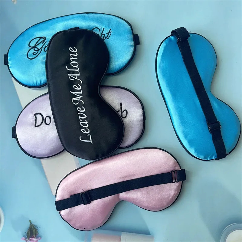 Embroidered Silk Sleep Mask Silk Eye Mask Soft Blackout Blindfold With Adjustable Strap Sleeping Eye Cover Mask For Travel 240419
