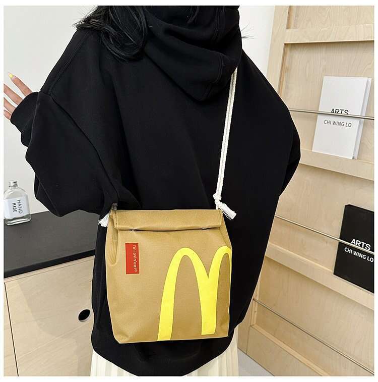 Personalized design McDonald's ins 2024 new canvas backpack women's single shoulder large capacity student class bag