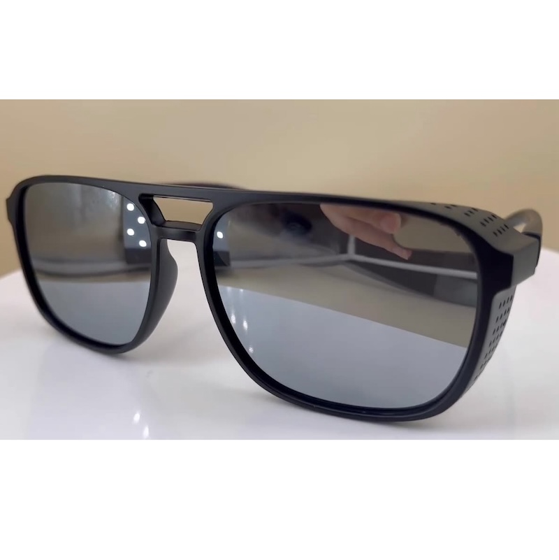 Steampunk Polarized Sunglasses Punk Men Luxury Fashion a Pilot with Cool Gothic Sun Glasses Vintage Driving Fishing Mirrored Sports with Side Shields 