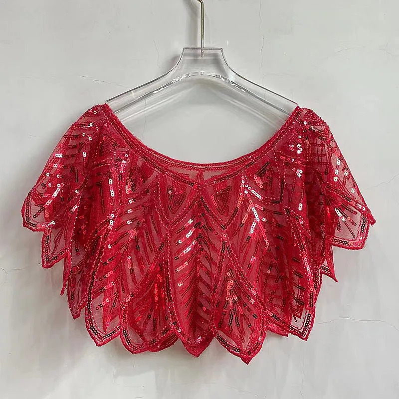 6 Colors Summer Beading Elegant Shawl Wrap Black Lace Bolero Women Short Cape Sequined Sparking Jacket Shrug Capa 240419