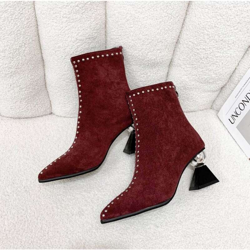 Women Ankle Boots 2025 Shallow Spring Autumn Winter Pointed Toe Designer Ladies Short Back Zip Sexy Suede High Heels Mom Shoes