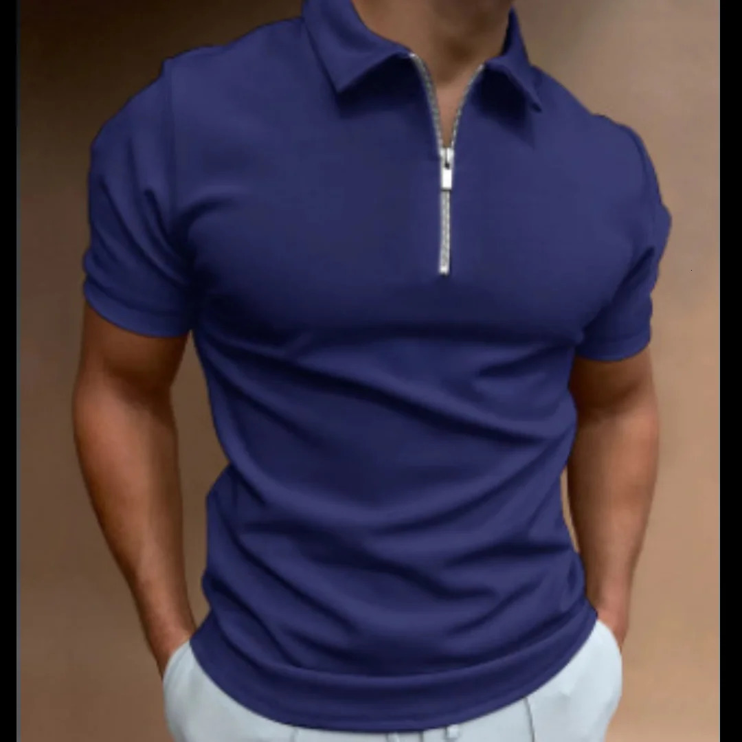 summer mens polo shirt solid color shortsleeved lapel Tshirt casual fitted top Europe and America 5XL 240411