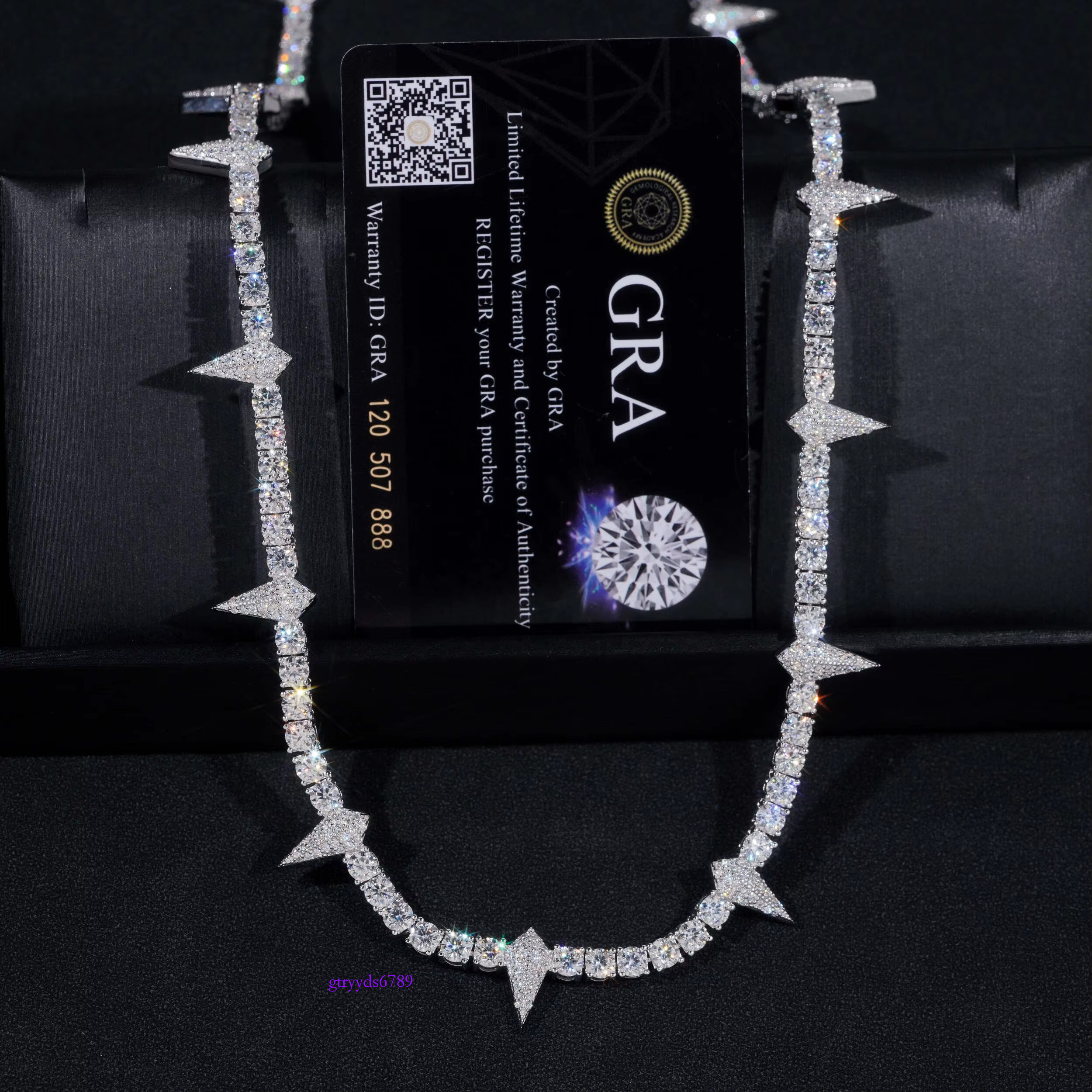 Pass tester iced out sterg sier vvs moissanite hip hop lab dia jewelry tennis bracelet chain