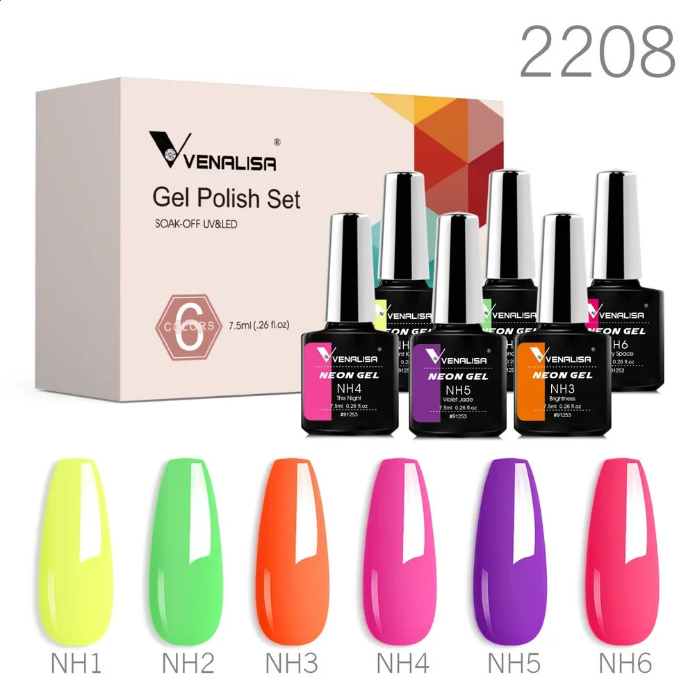 Venalisa gel nail polish 6/12 pieces/set of color rubber based jelly pink natural color series nude series VIP set neon light summer gel 241119