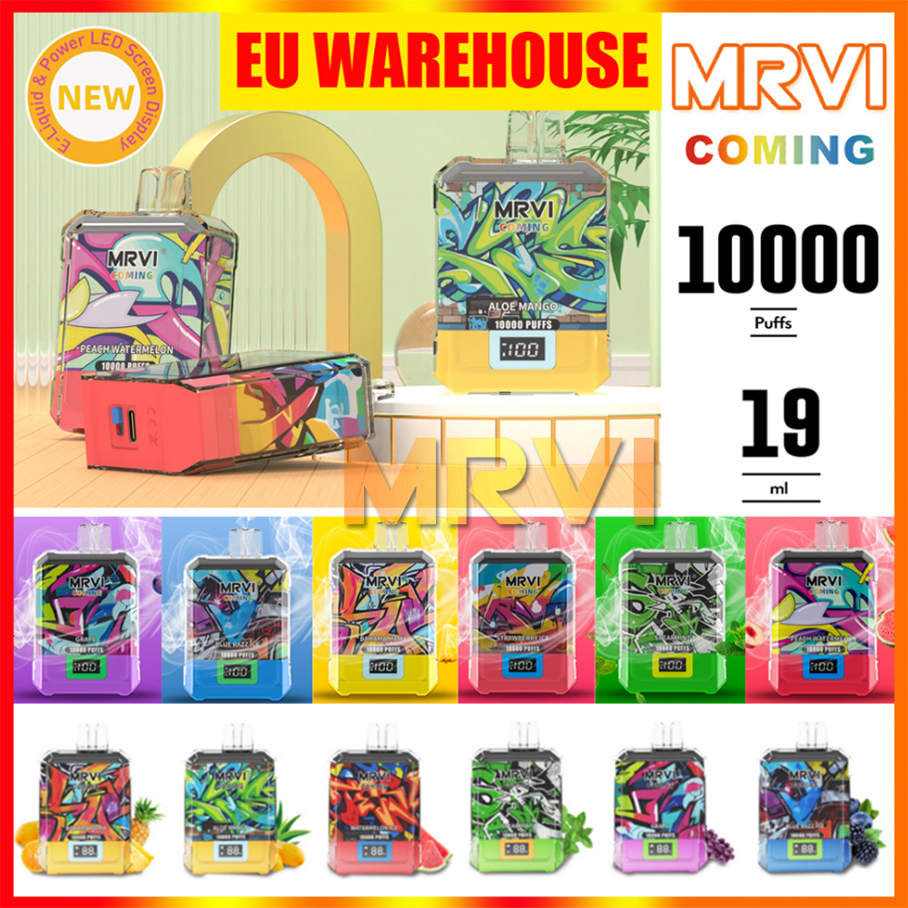 Germany Local EU Warehouse Puff 10000 Original MRVI Coming 10K Puffs Bar Disposable E Cigarette Vape With Digital Box Prefilled 19ml Pod Big Smoking Pen 10 Flavors