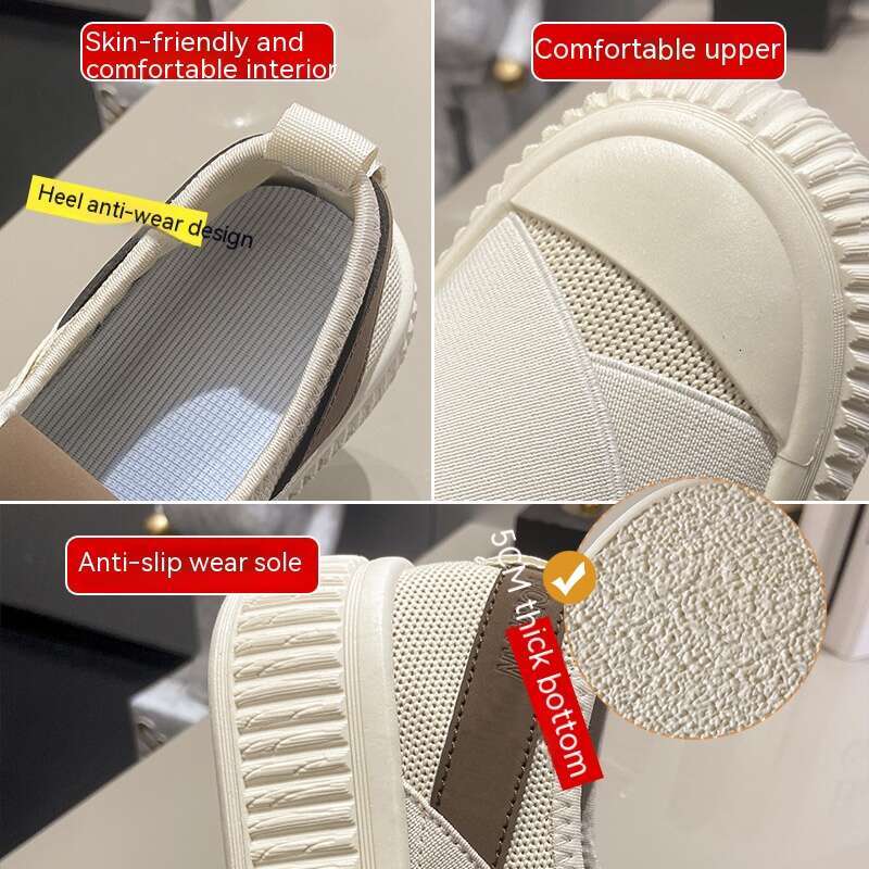 2025 foreign style board new set foot round head fashion casual breathable rubber non-slip Korean women's shoes