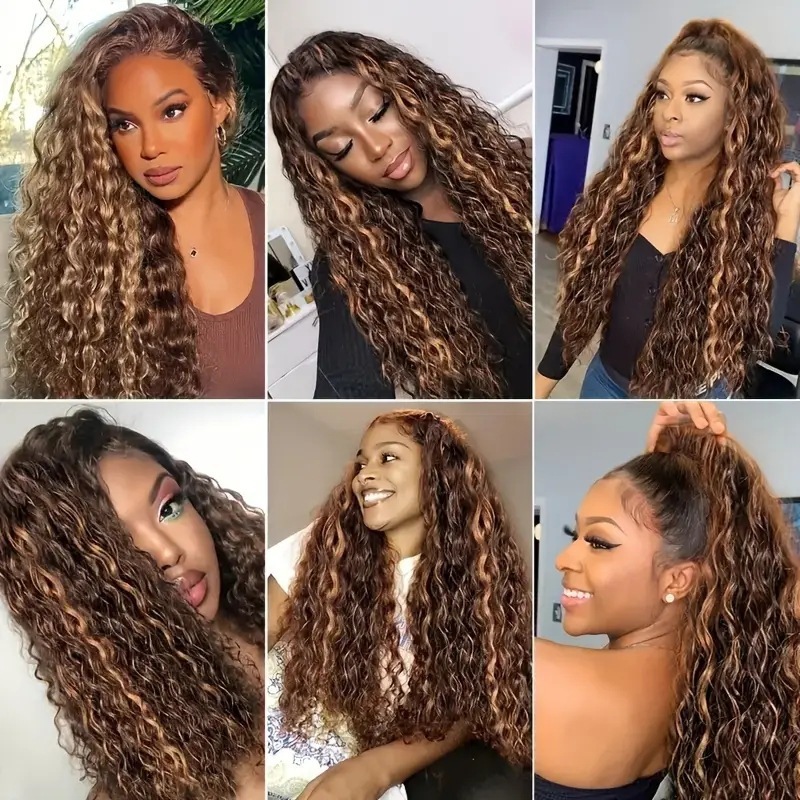 32 Inch Kinky Curly Lace Frontal Simulation Human Hair Wigs For Black Women Wet And Wavy Synthetic Loose Deep Wave Headband Half Wig Hd Lace With Baby