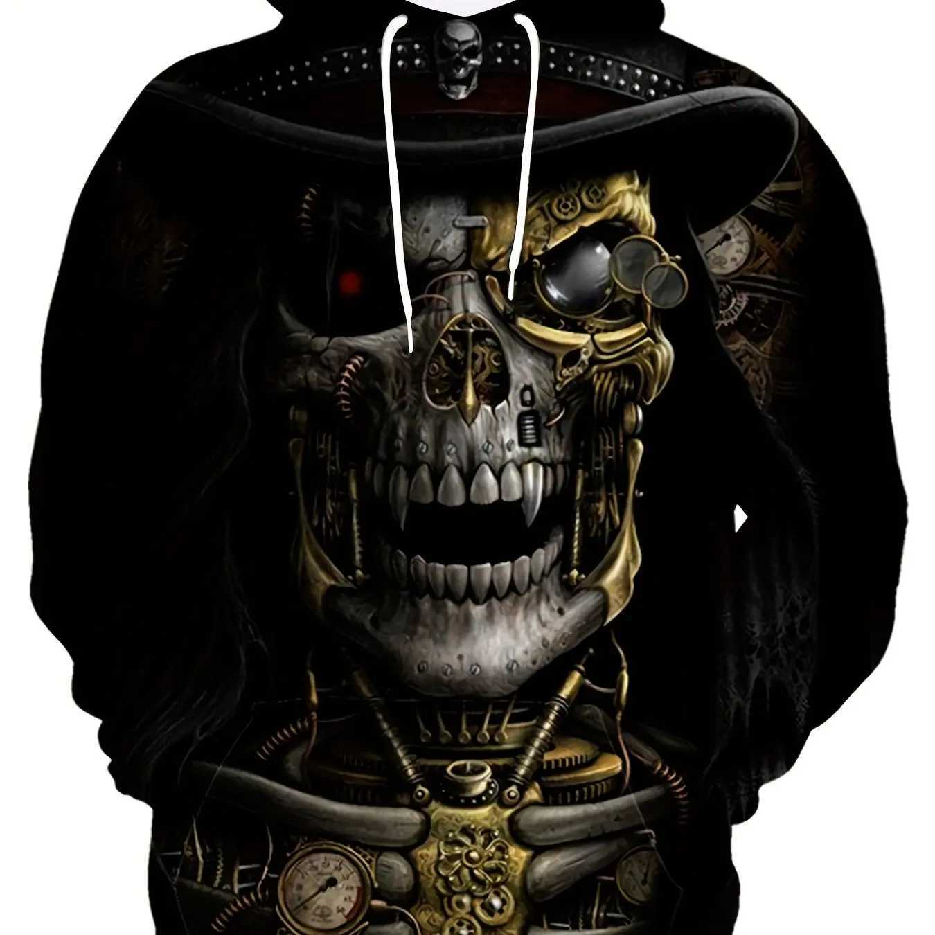 New Arrival Mens 3D printed horror Skl sweatshirt outdoor plow coat long Sve hoodie daily fashion autumn Z241118