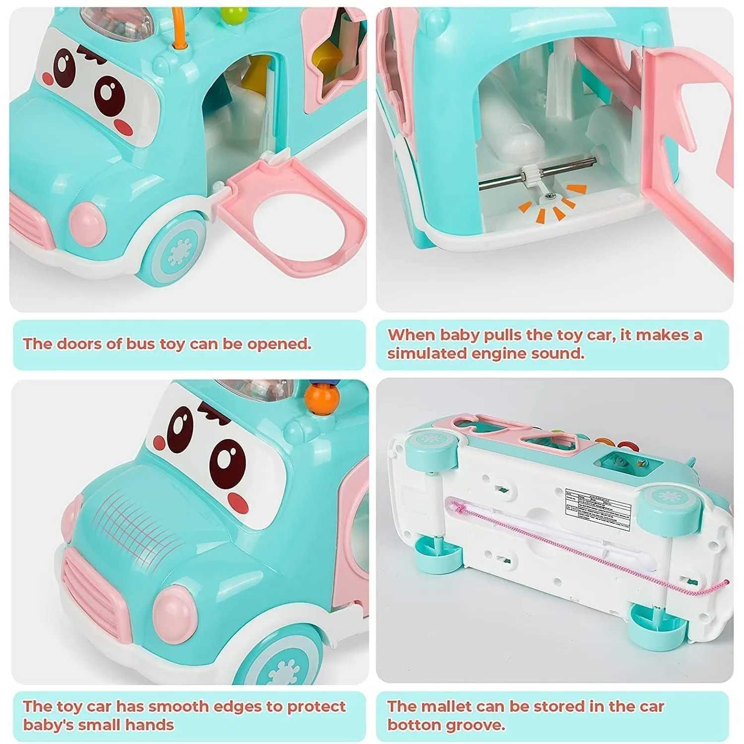 Intellectual Xylophone Toys with Shape Sorter for Baby Girl Boy Push Pull School Bus Openable Doors Educational Music ToysXJ241118