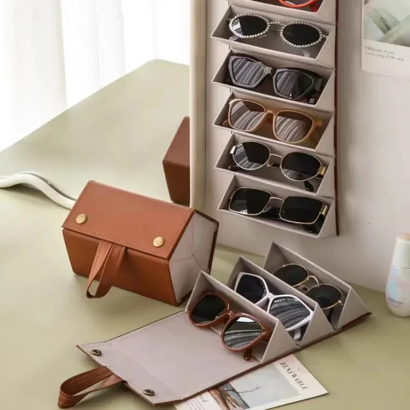 23456 Grids Sunglasses Organizer Travel Organizers Accessories Storage Box for Glasses Portable FoldableWall Hanging Case 240419