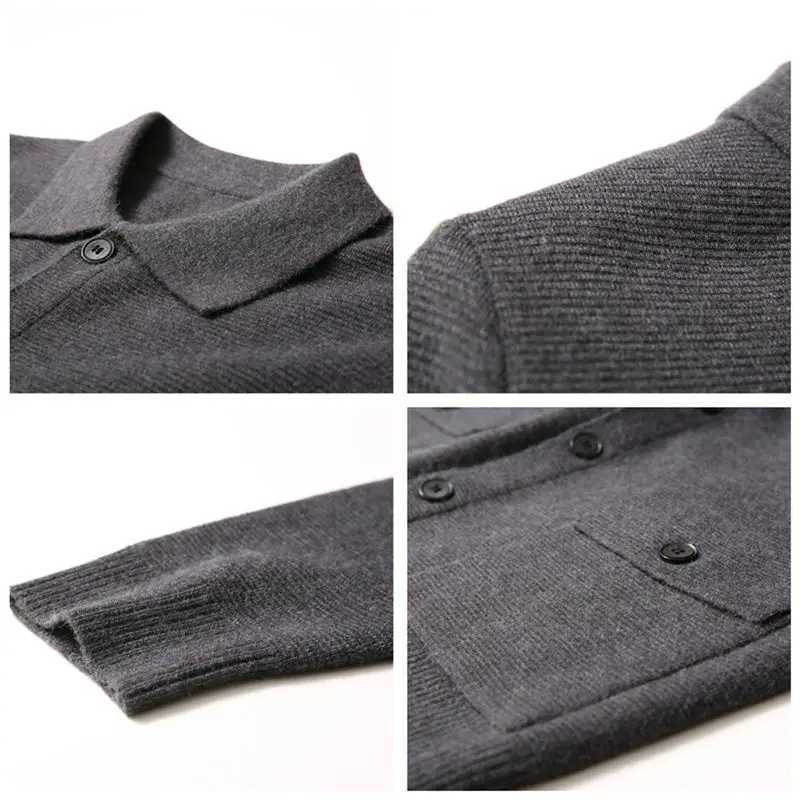 High Quality Cardigan Men Knitting Sweaterscoat Autumn Winter Casual Sweater Jackets Solid Turn Down Collar Knitted Cardigan ManXJ241119