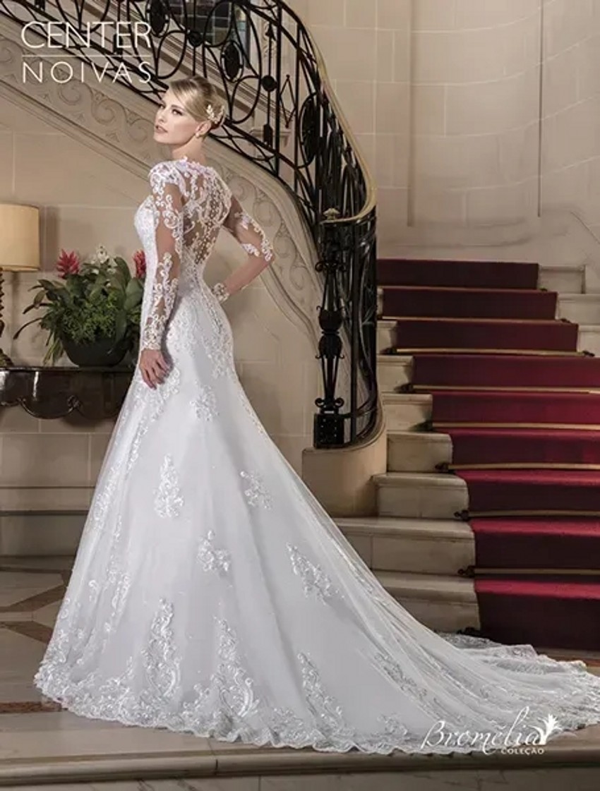 Vintage V-Neck Long Sleeve Dresses Beaded Button Back Sheer Bridal Wedding Gowns Vestido De Novia Bc18660 6660311