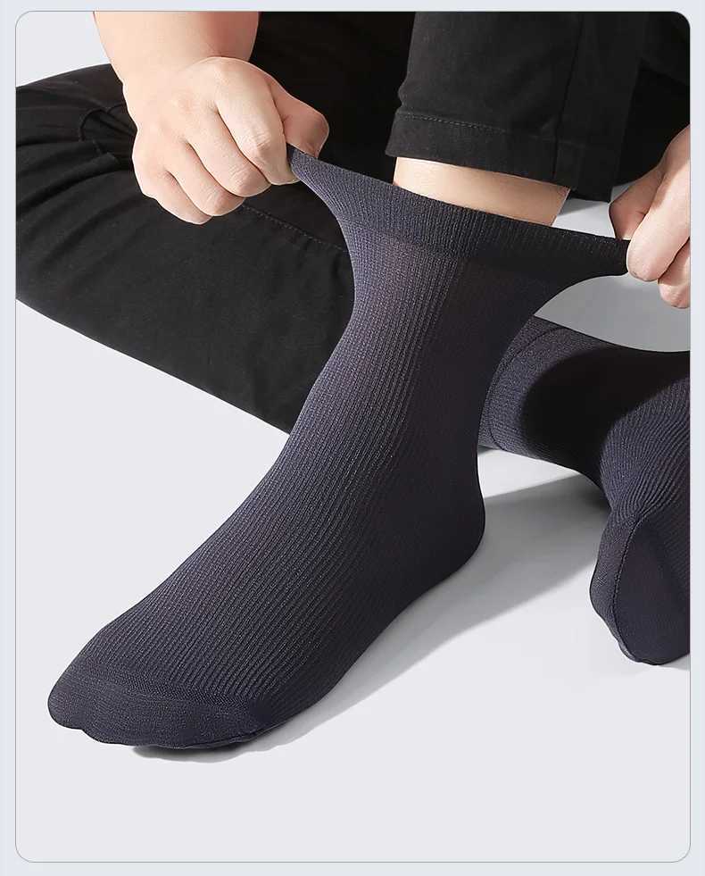 20pcs Breathable Socks for Men Summer Ultra-thin Transparent Stripe Ice Silk Cool Socks Antibacterial Business Men Long SocksXJ241118