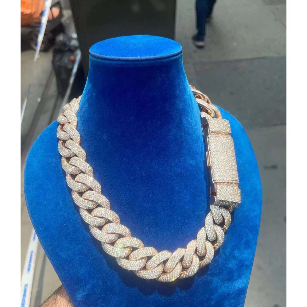 Heavy Weight Cuban Solid Sier Iced Out 5Rows 6Rows VVS Moissanite Dia Chain K For Mens Hiphop Jewelry Daily Life