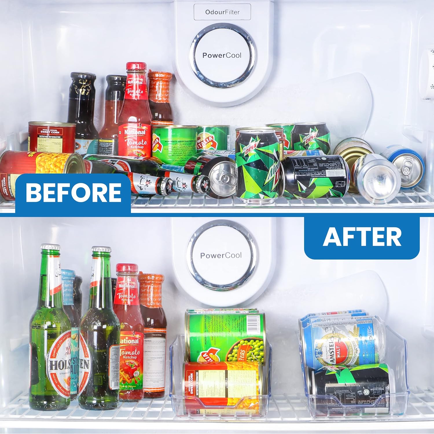 Utopia Kitchen Clear soda Can Organizer - 4-piece refrigerator or countertop beverage organizer - Soda can dispenser for refrigerator storage