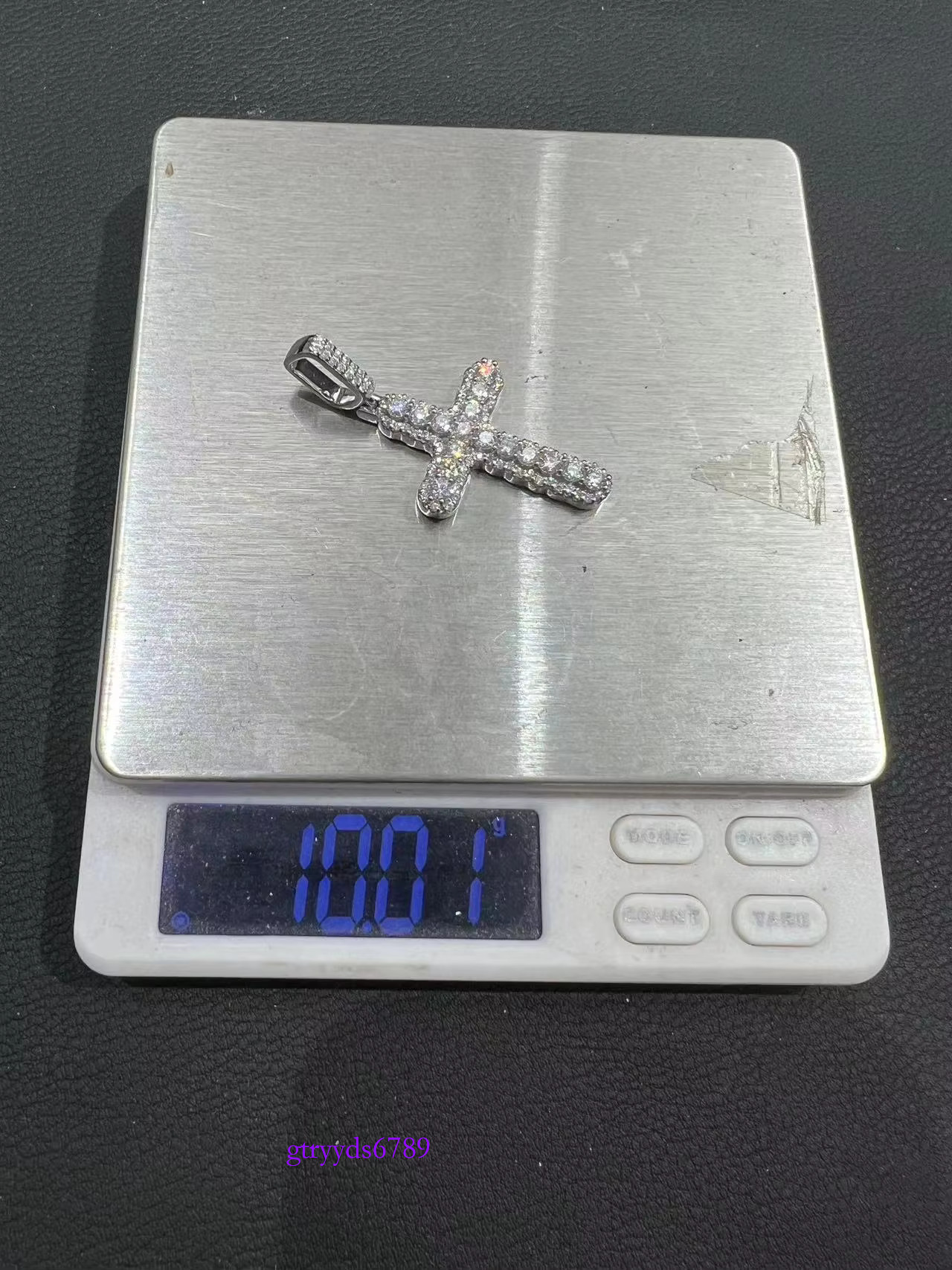 wholesale VVS Moissanite Dia Tennis with cross Necklace sier Plated Jewelry Chain