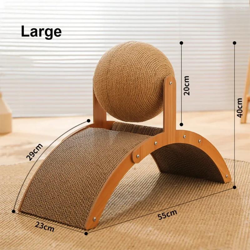 Update Cat Toys 2 In 1 Scratching Ball Wooden Scratcher Sisal Scratch Board Wear-Resistant Grinding Toy Solid Wood Scraper For Cats