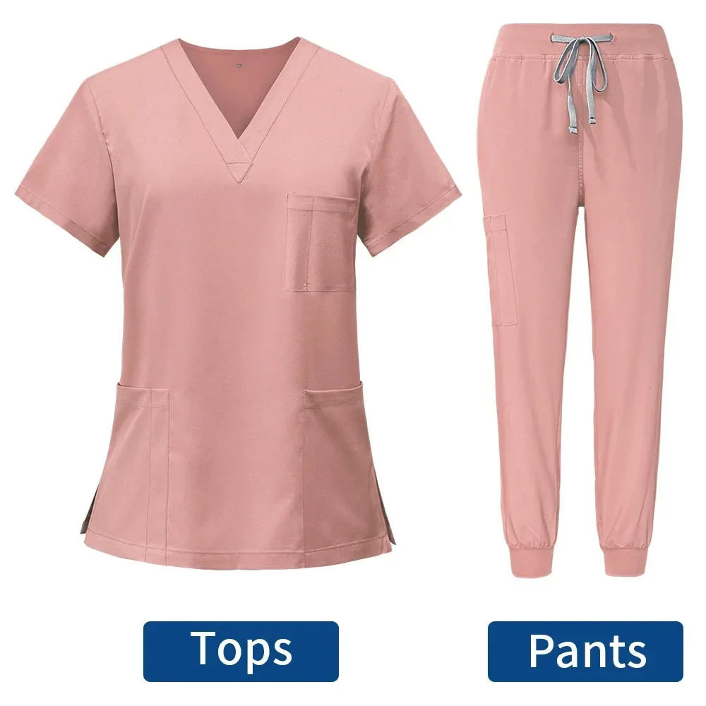Anti Wrinkle Washable Soft Fabric Nurse Scrubs Hospital Uniform Scrubs Women Jogger Scrubs Sets Pair 240418
