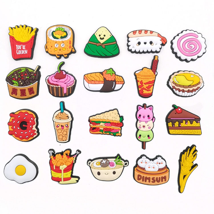 set pvc shoe charms cartoon food decoration buckle hole shoe flower shoe buckle shoe accessories DIY