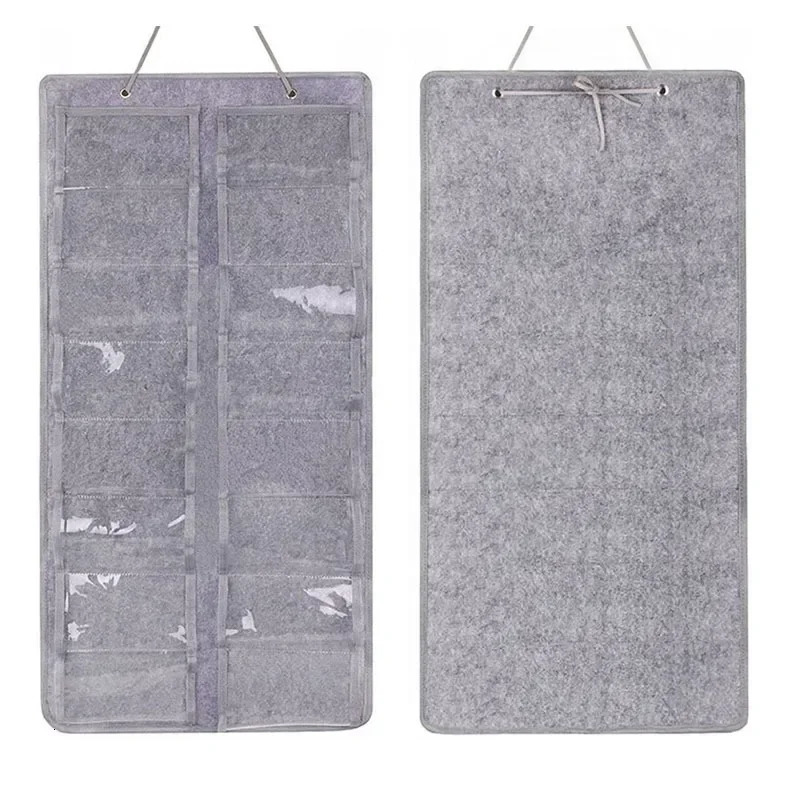 16 Slots Felt Eyeglasses Stand Holder for Sunglasses Glasses Storage Display Hanging Bag Wall Pocket Storage Box Organizer Bags 240419
