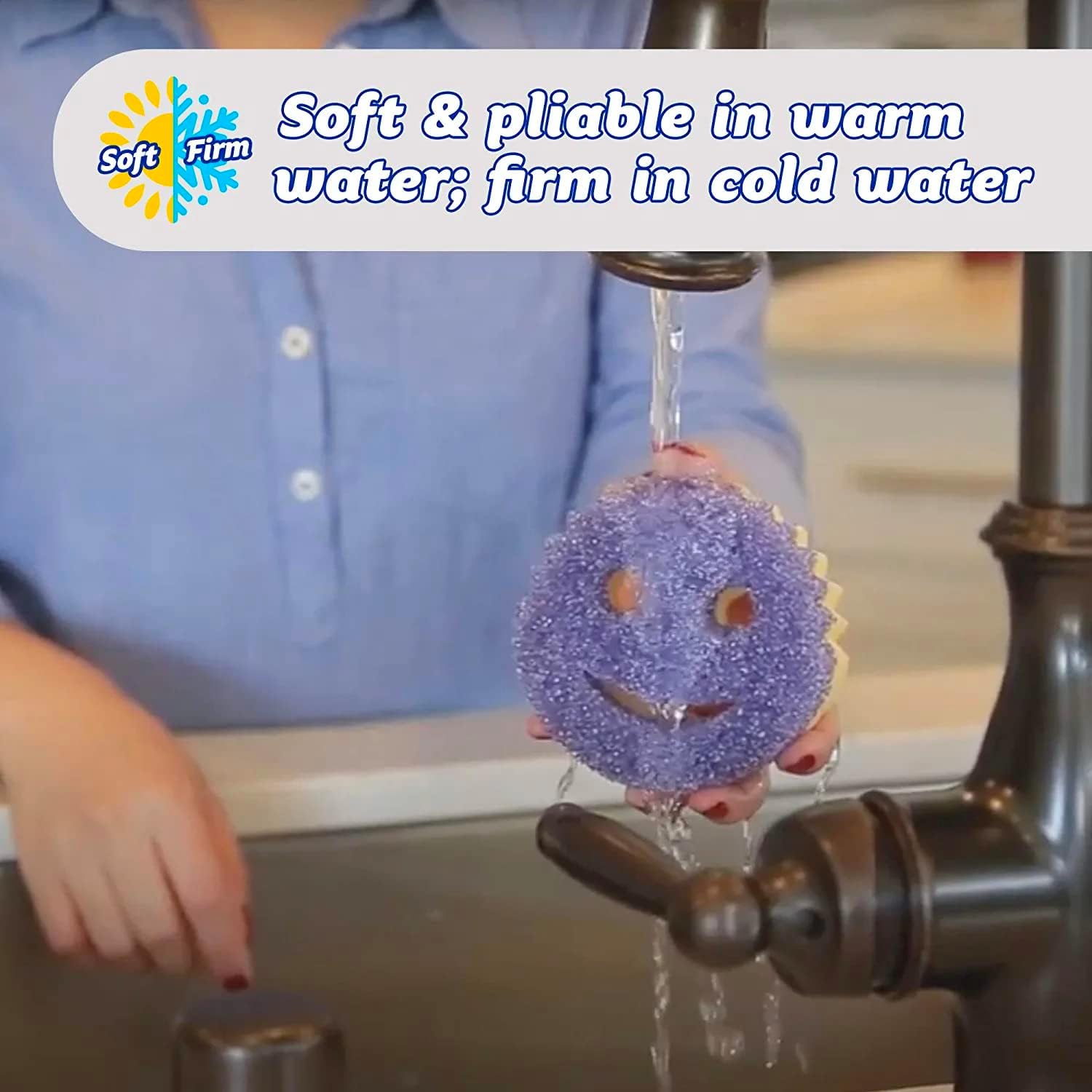 Scrub Daddy Scrub Mommy - Dish brush + scratchy sponge Kitchen and bathroom double sided dish sponge for scrubbing + wiping spills (3 packs)