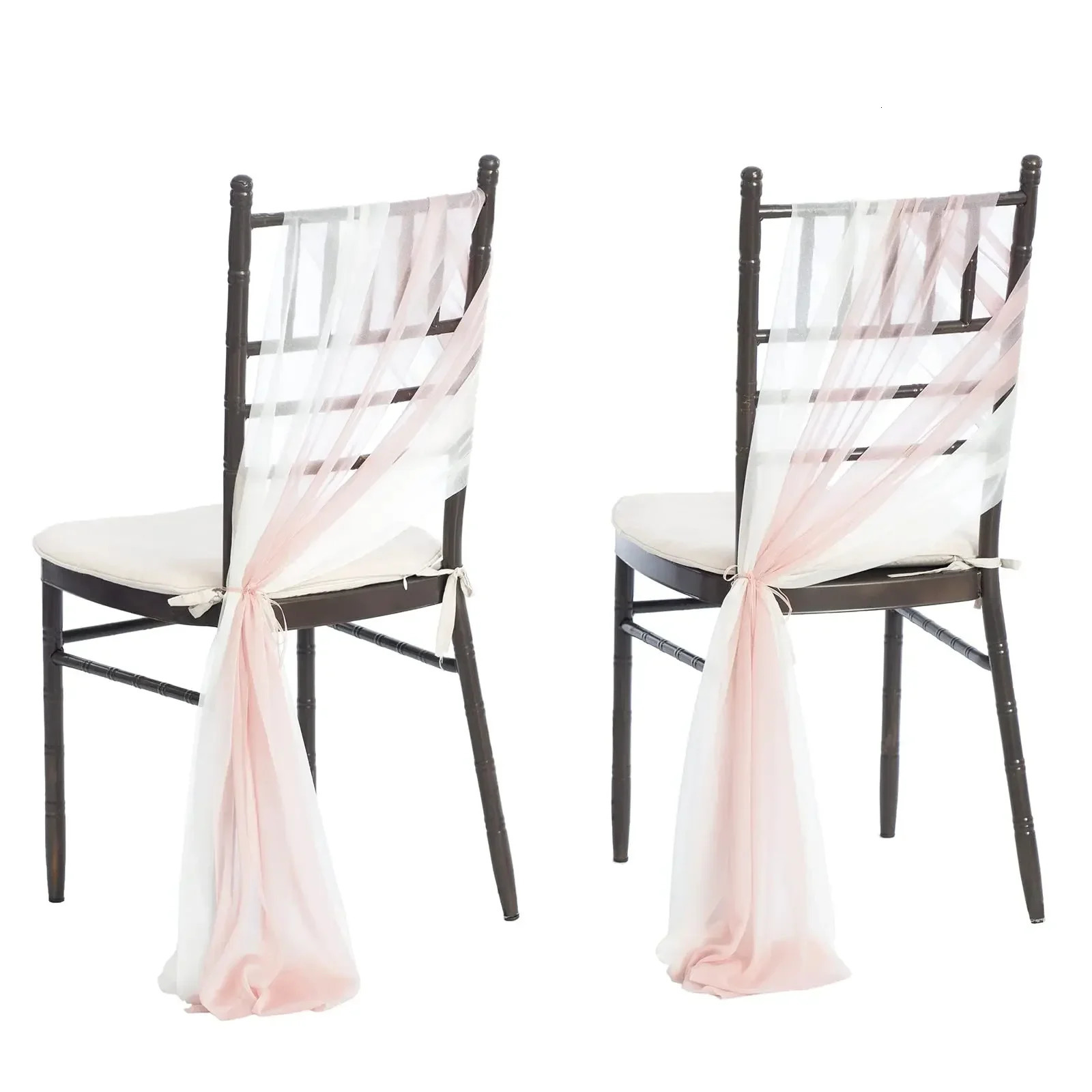 10Pcs 17x250cm Rust Chiffon Chair Sashes 5 Set Sash Wedding Covers Ribbon Party Aisle Decor 241118