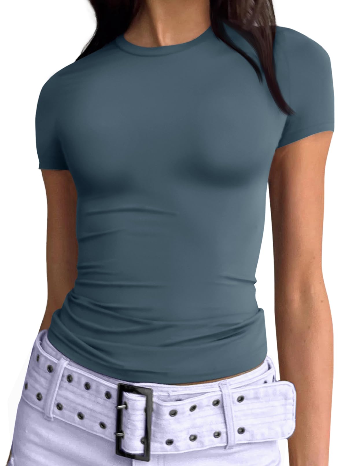 women clothes t shirt womens clothing Panelled Solid color Casual Slim Fit Regular short sleeve Breathable XS XL tops women clothing