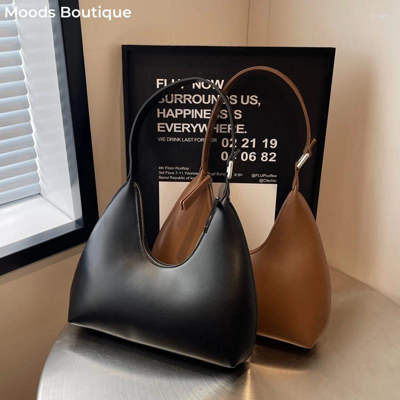 Hobo MOODS Fashion Underarm Shoulder Bags For Women PU Leather Pure Color Armpit Bag Purses And Handbag zhanyishengli