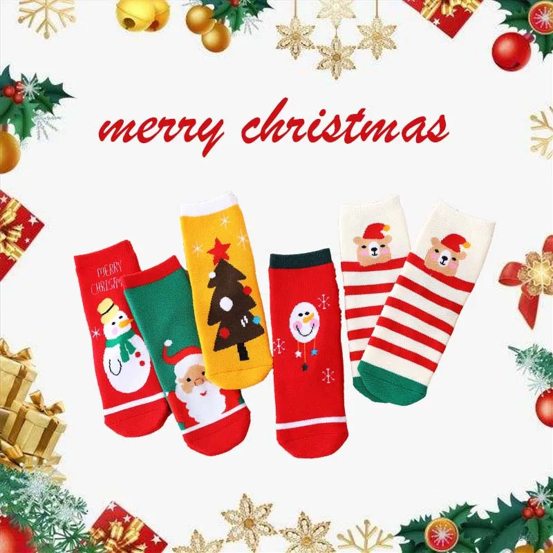 Christmas Childrens Warm Socks for Girls Boys Baby Cute Knitted Baby Boys Children Thick Preschool Girls Socks Children Winter 241118