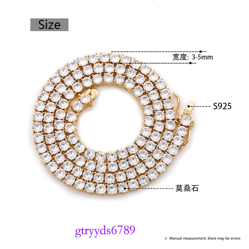 wholesale sier 10k 14k gold dia chain 2mm 3mm 4mm 5mm vvs moissanite tennis necklace