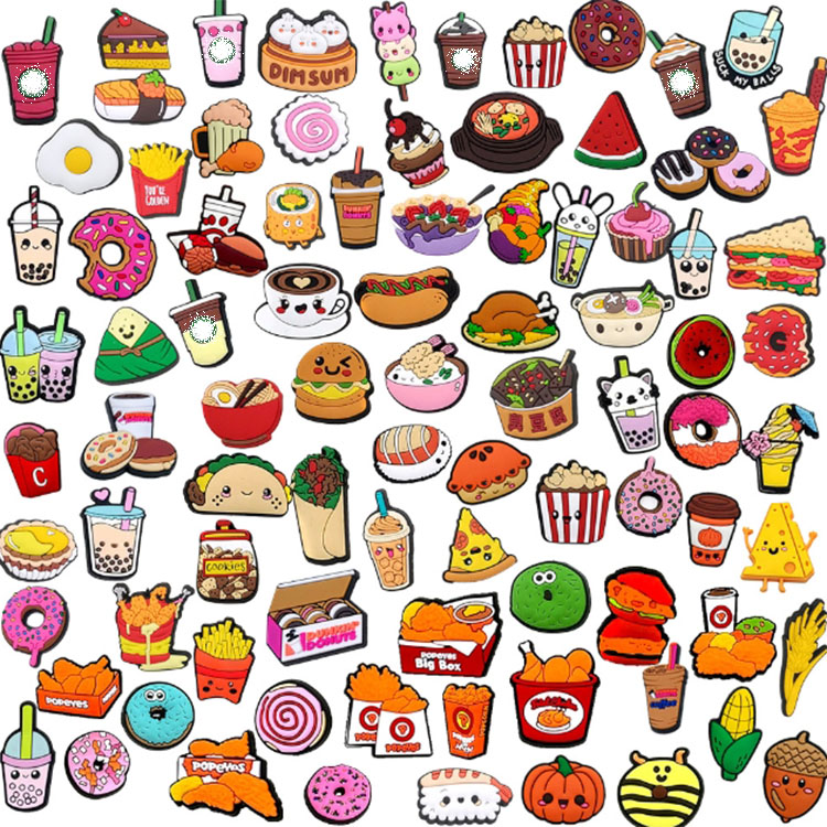 set pvc shoe charms cartoon food decoration buckle hole shoe flower shoe buckle shoe accessories DIY