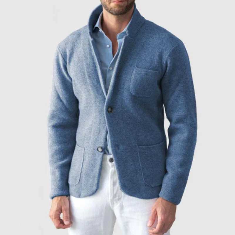 Vintage Stand Collar Button Woolen Jacket Mens Autumn Long Sleeve Pockets Pure Color Cardigan for Men New Spring Fashion OutfitsXJ241119