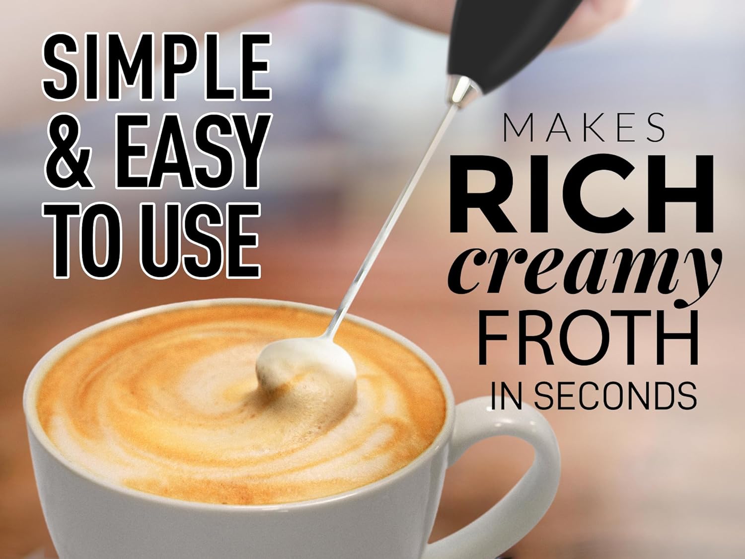 Zulay Kitchen Powerful Milk Foamer Latte Handheld foam Machine - Coffee Drink Mixer, Mini Foamer