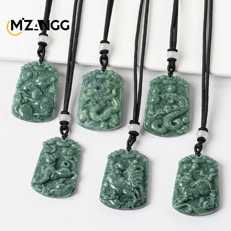 Natural Commodity Jade 12 Zodiac Ox Tiger Rabbit Jade Pendant Chinese Carving Green Fashion Jewelry Lucky Talisman for Men and Women 241119