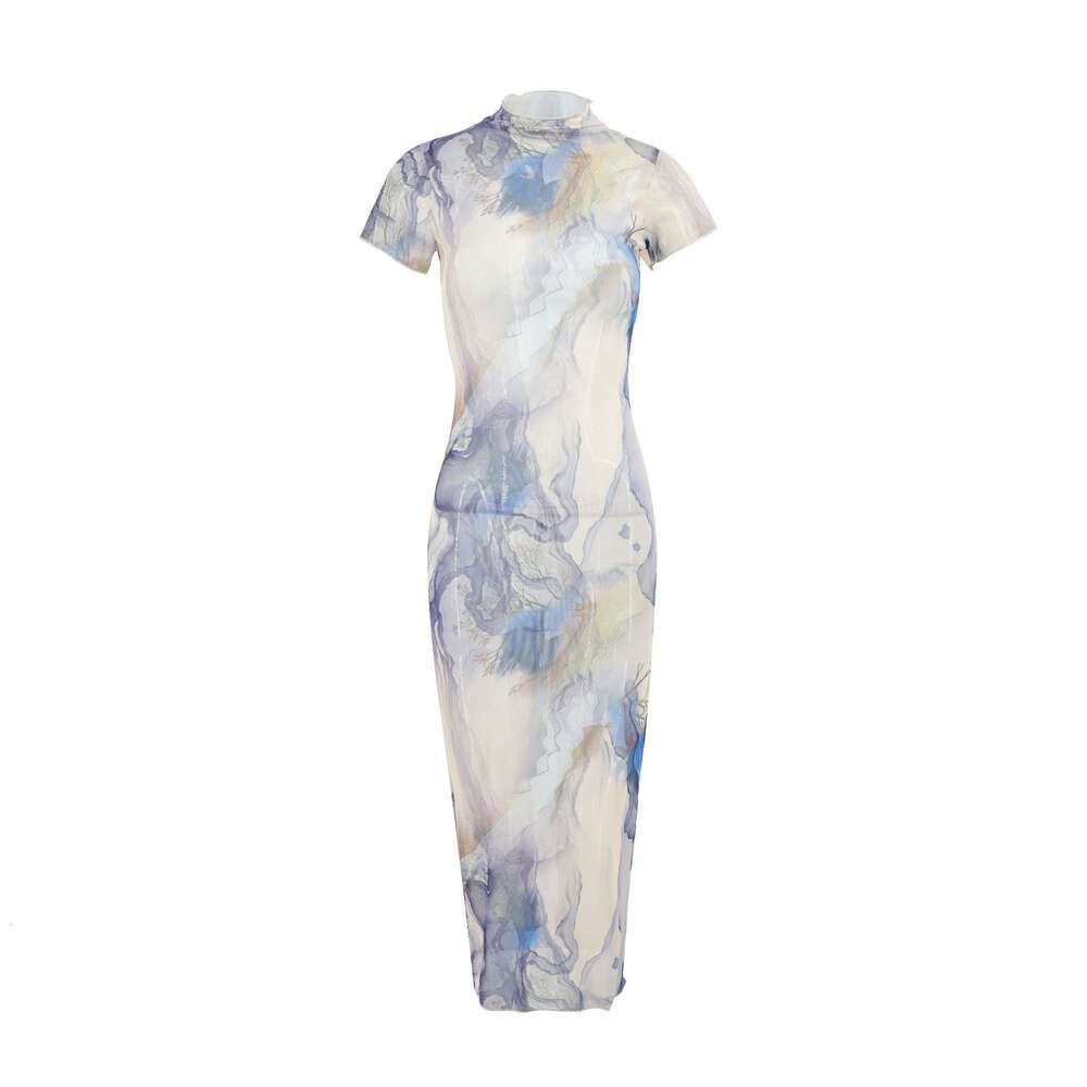 2024 Style Short Sleeve Dress Elegant and Slim Fit Round Neck Ladies F41926