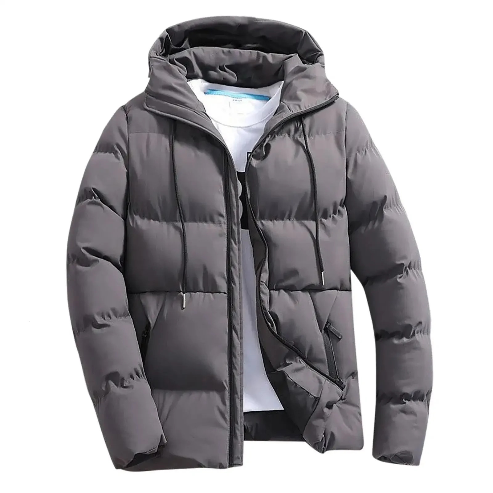 Mens thick inflatable hooded jacket casual and warm park business jacket winter fashion trend edition 241118